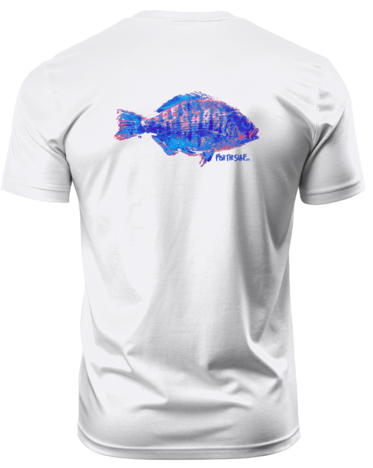 T-Shirt Barred Surfperch White/Blue/Red