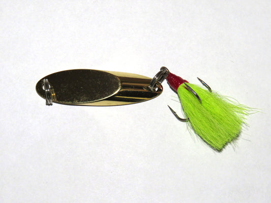 Kastaway 1/2 ounce Brass Lure with Chartreuse Feather