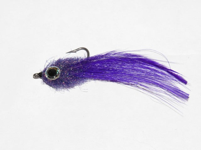 Saltwater KINKY MUDDLER PURPLE & BLACK FISHING FLY ~ Size 2 ~ Three (3)  Flies