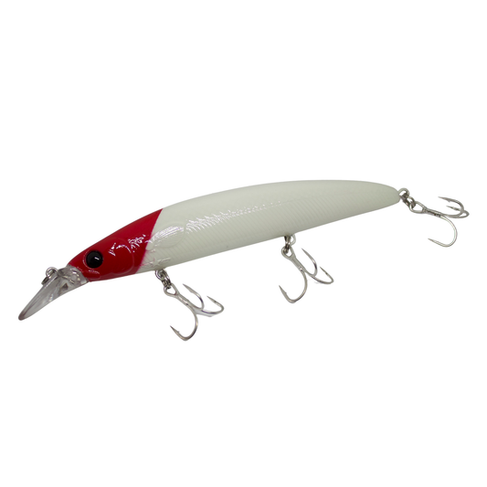 Battlestar 115mm Halibut Jerk-Bait Red Head/White