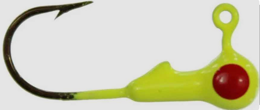 Jig Head 1/8th Ounce Chartreuse with Red Eye (5 pack)