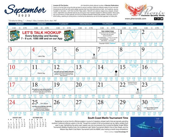 2024 CCA SportFishing Tide Calendar (5 Pack) FREE SHIPPING