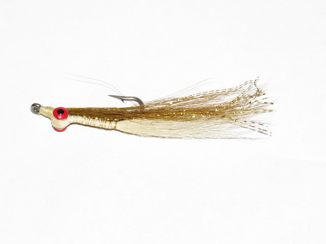 Clauser Rootbeer and White Surf Fly, Size #2/0