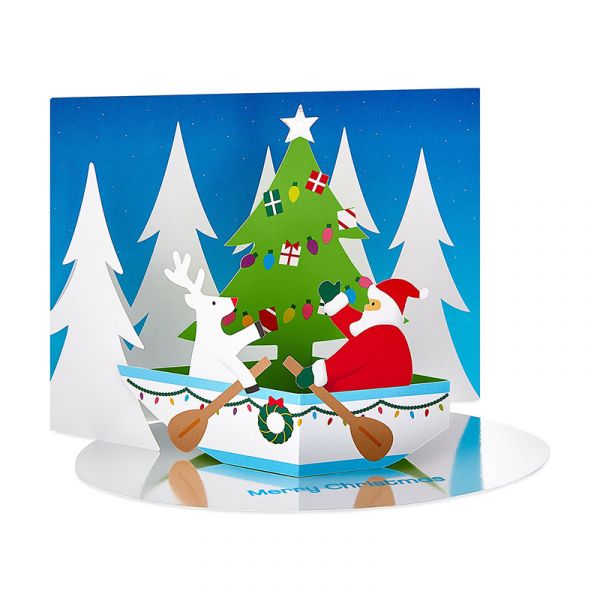 Pop-Up Holiday Card: Paddling Santa